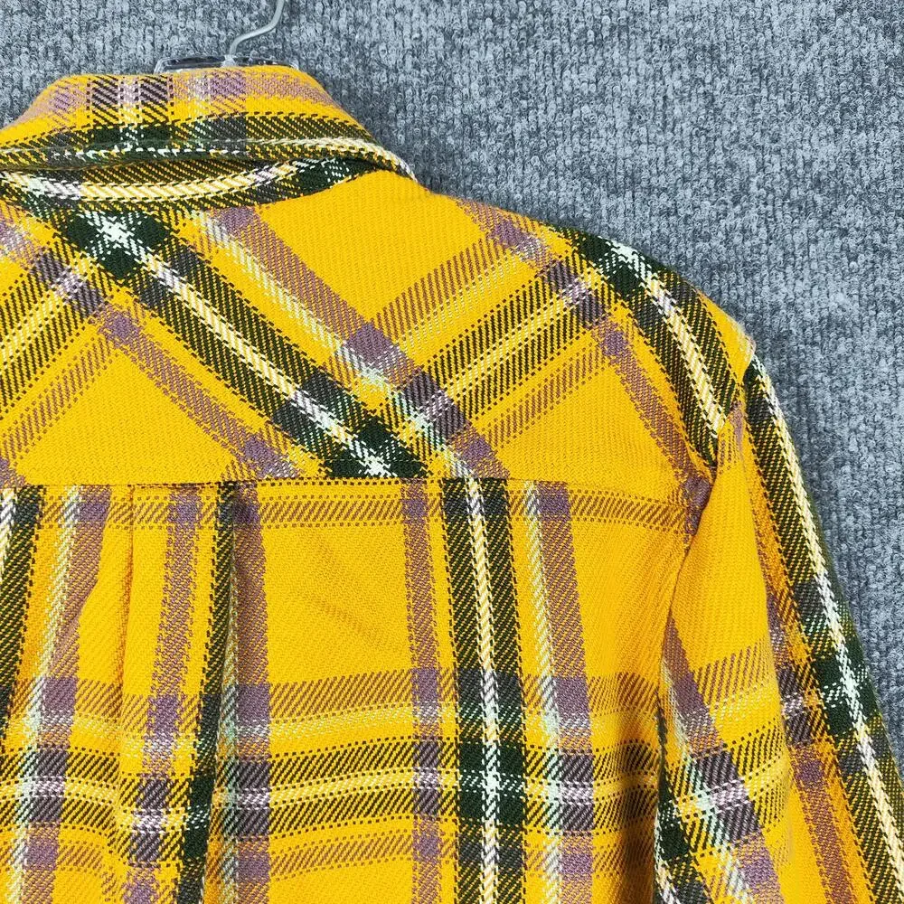 North Face Shirt Mens Medium Yellow Plaid Flannel Button Front Long Sleeve